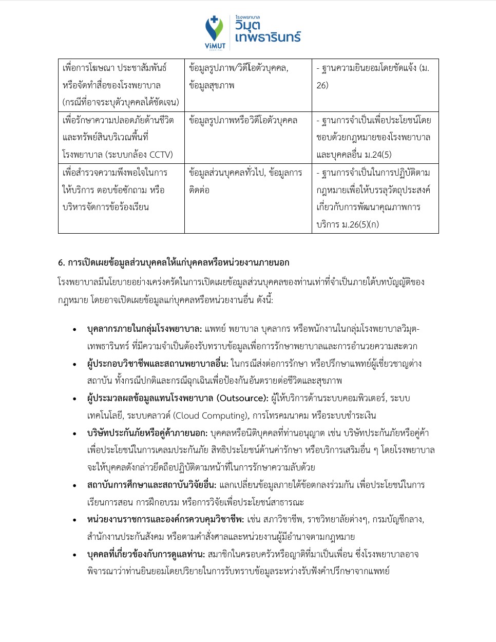 เรื่อง คำประกาศความเป็นส่วนตัว (Privacy Notice) สำหรับผู้รับบริการทางการแพทย์